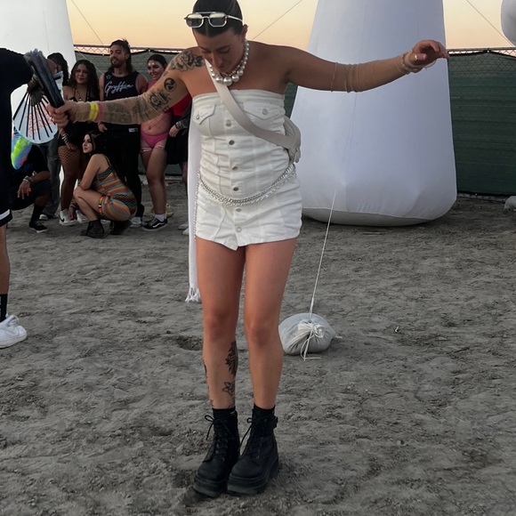 Pull&Bear White denim mini dress - Picture 6 of 14